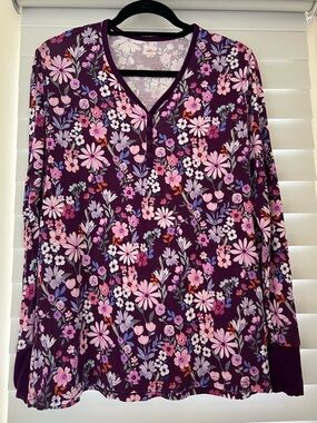 Little Sleepies Purple Floral Long-Sleeve Pajama Top And Pants Set